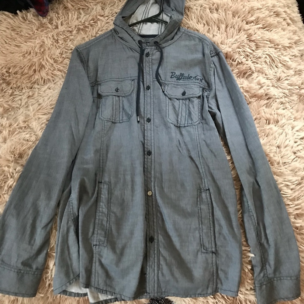 Buffalo Men’s Button Up with Hood Sz M
